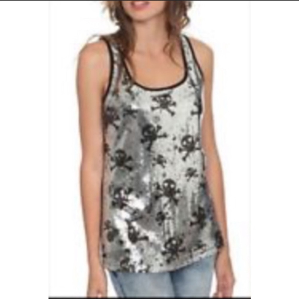 Hot Topic sequins skull tank top Sz.Sm